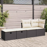 ZNTS 2 Piece Garden Sofa Set with Cushions Black Poly Rattan Acacia 3328669