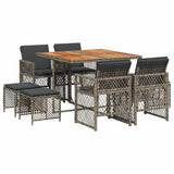 9 Piece Garden Dining Set with Cushions Grey Poly Rattan 3210782