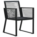 Dining Set Black PVC rattan, powder-coated steel, glass Set 3060215