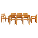 Garden Dining Set 9 pcs Brown Solid Acacia Wood 3375674