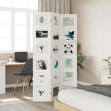 Room Divider 3 Panels White Solid Wood Paulownia 358687