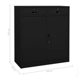 Office Cabinet Black Steel Medium Height-Adjustable Shelves 336411