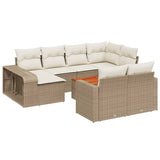11 Piece Garden Sofa Set with Cushions Beige Poly Rattan 3228918