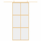 Sliding Door Gold 90x205 cm Clear ESG Glass and Aluminium 155155