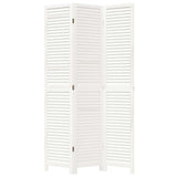 Room Divider 3 Panels White Solid Wood Paulownia 358831