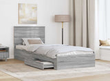 Bed Frame Grey Sonoma and Silver 70 x 190 cm Engineered Wood 3411373