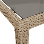 Garden Table 150x90x75 cm Tempered Glass and Poly Rattan Beige 316710