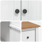 Kitchen Trolley PANAMA 2 pcs White and Honey Wax Solid-Pine 3425389