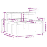Picnic Table 110x134x75 cm Solid Wood Douglas 832560