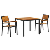 Garden Dining Set 3 pcs Black Solid Acacia Wood 3284413