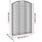 Arched Gabion Basket 150x30x220/240 cm Galvanised Iron 153451
