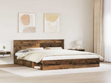 Bed Frame with Headboard Old Wood 200 x 200 cm Solid Pine Wood 3410054