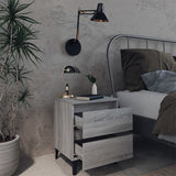 Bed Cabinet with Metal Legs Grey Sonoma 40x35x50 cm 813130