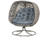 Swivel Egg Chair with Cushions, Foldable Basket Seat and Metal Frame, Indoor Outdoor Lounge Chair T3398P322185