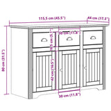 Sideboard BODO White and Brown 115x43x79.5 cm Solid Wood Pine 355066