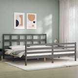 Bed Frame without Mattress Grey 200x200 cm Solid Wood 3194853