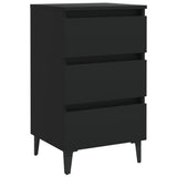 805907 Bed Cabinet with Metal Legs Black 40x35x69 cm