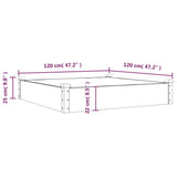 Garden Raised Bed with Liner Brown 120x120x25 cm Solid Wood Fir 364293