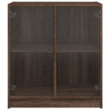 Side Cabinet with Glass Doors Brown Oak 68x37x75.5 cm 836426