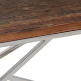 Coffee Table Silver Stainless Steel and Solid Sleeper Wood 349941