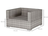 Single Seater Rattan Chair Sofa Padded Cushions, All-Weather PE Wicker Weave Garden Armchair T3398P320189