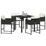 Garden Dining Set with Cushion 5 pcs Black Poly Rattan 3380004