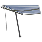 ZNTS Freestanding Manual Retractable Awning 350x250 cm Blue/White 3069716