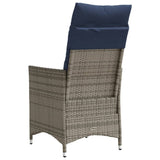 Reclining Garden Chair with Cushions Grey Poly Rattan 365642