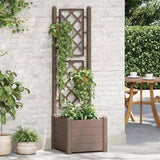Garden Planter with Trellis 43x43x142 cm PP Mocha 313980