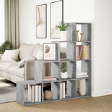 Room Divider Bookcase 4-Tier Concrete Grey 131.5x29x131.5 cm Engineered Wood 857970