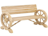 Fir Wood 2-Seater Outdoor Garden Wagon Wheel Bench, Natural Wood Finish T3398P554164