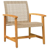3 Piece Bistro Set Beige Poly Rattan and Acacia Wood 367603
