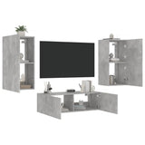 3 Piece TV Wall Cabinets with LED Lights Concrete Grey 3216877