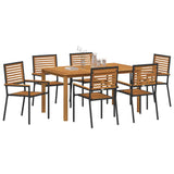 Garden Dining Set 7 pcs Black Solid Acacia Wood 3365520