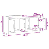 TV Cabinet 102 x 33 x 47 cm White Engineered Wood 8011187