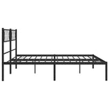 ZNTS Metal Bed Frame without Mattress with Headboard Black 180x200cm 372281