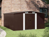 Garden Shed 257x298x178 cm Metal Brown 143343