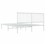 Metal Bed Frame without Mattress with Headboard White 160x200cm 350934