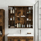 Bathroom Mirror Cabinet Smoked Oak 70 x 14.5 x 70 cm 889091