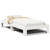 ZNTS Bed Frame without Mattress White 100x200 cm Solid Wood Pine 855323