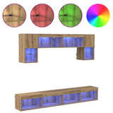 TV Wall Units with LED 6 pcs Artisan Oak Engineered Wood 3402963
