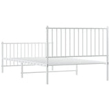 Metal Bed Frame without Mattress with Footboard White 107x203cm 350945