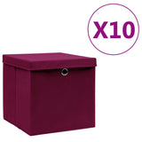 Storage Boxes with Covers 10 pcs 28x28x28 cm Dark Red 325202