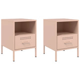 Bedside Cabinets 2 pcs Pink 36x39x50.5 cm Steel 843057