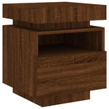 Bedside Cabinet with LED Lights Brown Oak 40x39x48.5 cm 836796