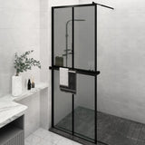 ZNTS Walk-in Shower Wall with Shelf Black 80x195cm ESG Glass&Aluminium 3185453