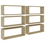Wall Cube Shelf 6 pcs Sonoma Oak 60x15x23 cm Engineered Wood 807144
