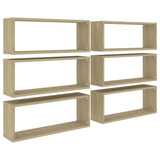 Wall Cube Shelf 6 pcs Sonoma Oak 60x15x23 cm Engineered Wood 807144
