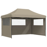 Foldable Party Tent Pop-Up with 3 Sidewalls Taupe 4004970