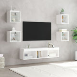 7 Piece TV Wall Units with LED White Engineered Wood 3216583